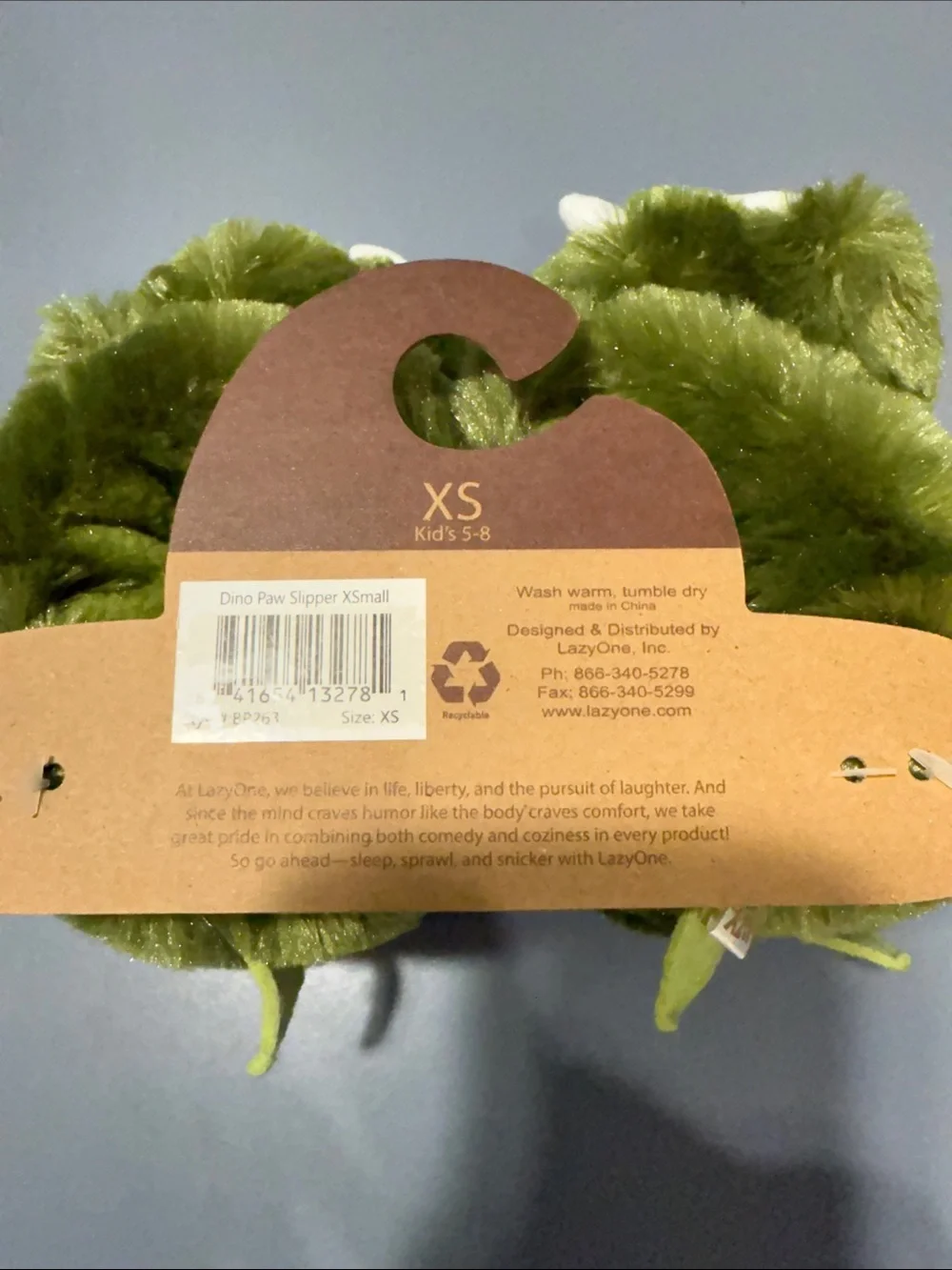 Lazy One Green Dino Paw Slippers